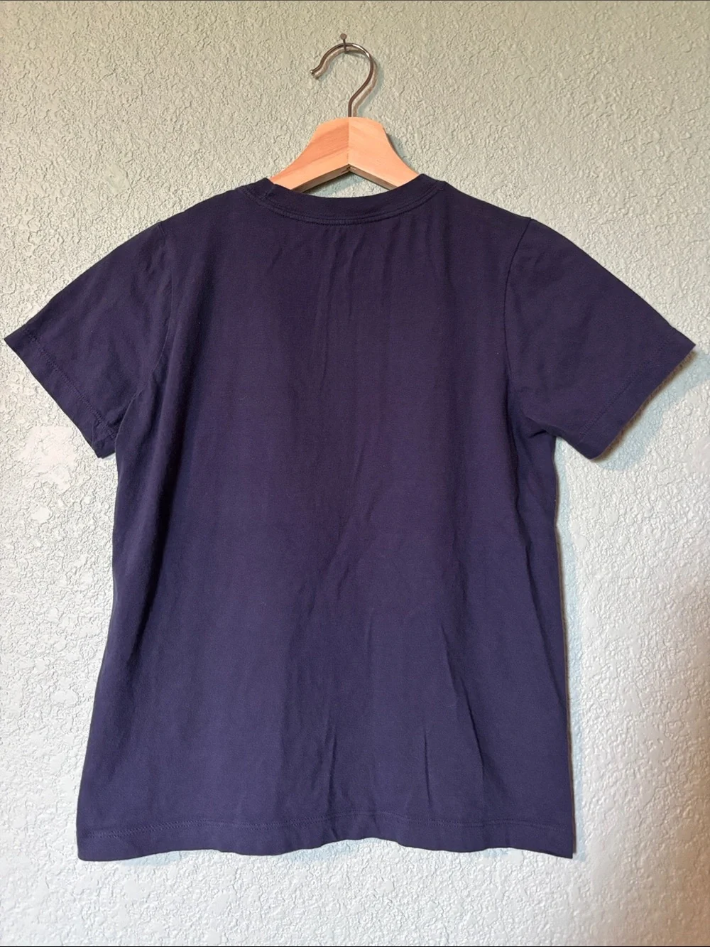 Nike Girl’s Navy Tee with Pink Logo and Yellow-Green Palm Trees Medium Good
